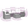vidaXL 6-tlg. Garten-Sofagarnitur aus schwarzem Rattan mit Kissen und Tisch. Gartenmöbel für Terrasse und Balkon.
