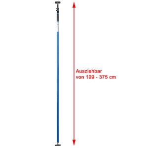 Blaue ALLEGRA Montagestütze AB 360, Teleskopstange, höhenverstellbar von 199-375 cm. Ideal für Bau & Renovierung.