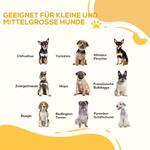 Geeignet für kleine und mittelgroße Hunde, wie Chihuahua, Mops und Beagle.