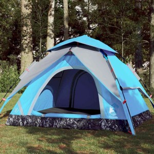 Blaues 3-Personen Kuppelzelt von vidaXL für Camping & Outdoor mit Quick-Release System.