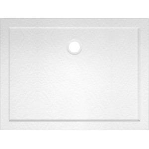 Weiße, rechteckige baliv Duschwanne DW-120.80E in Steinoptik aus Acryl, 120x90 cm.
