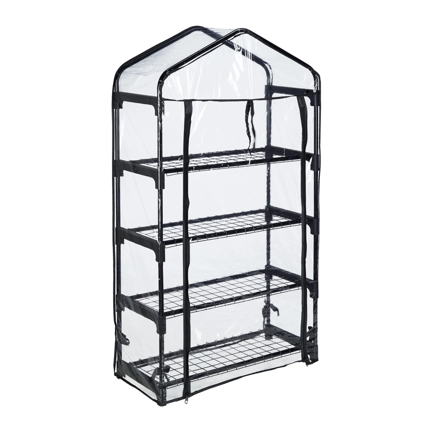 Relaxdays Foliengewächshaus Stahl Kunststoff Schwarz Transparent Stecksystem 125 cm x 69 cm x 29 cm 2,8 kg