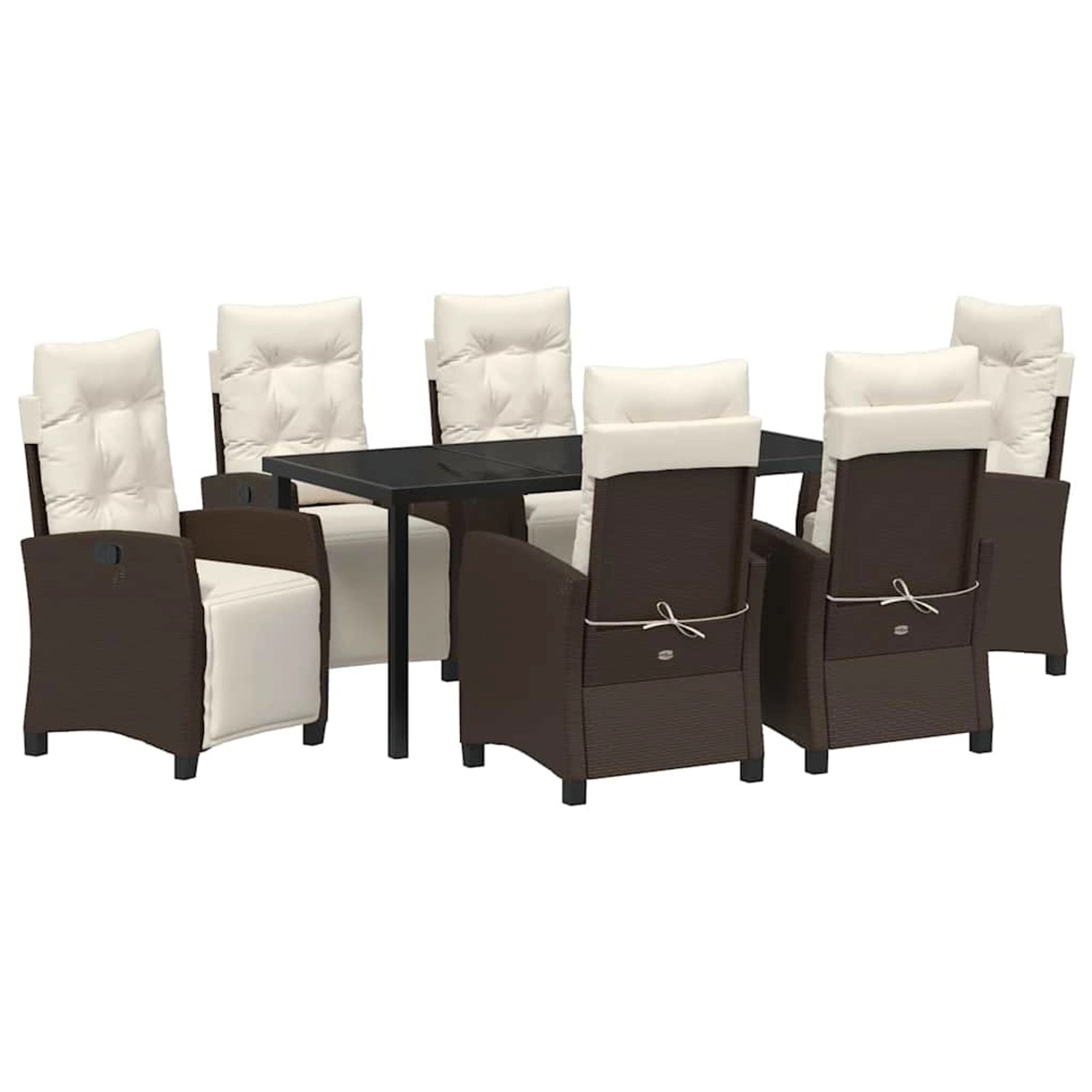 vidaXL Garten Essgruppe 7-Tlg Braun Poly Rattan 3380432 günstig online kaufen