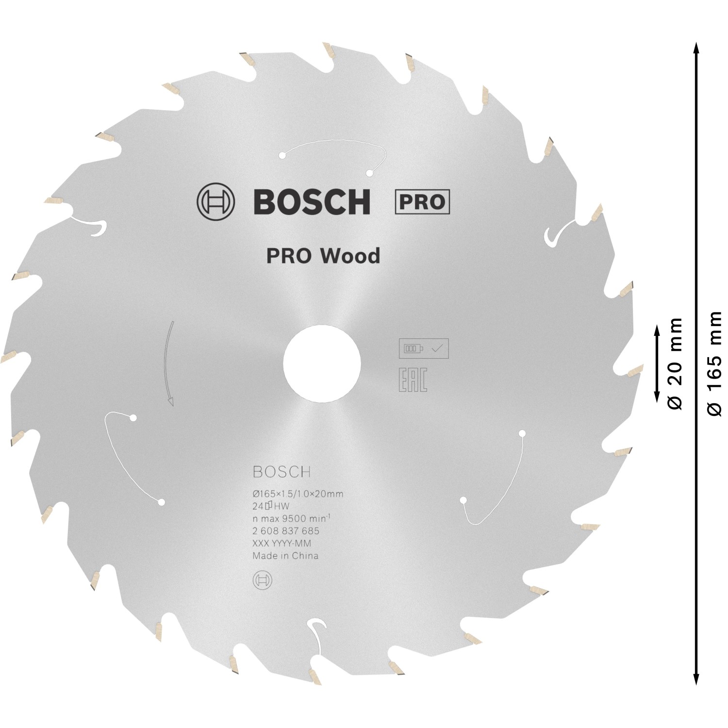 Bosch Kreissägeblatt für Akkusägen Standard für Holz 24 Zähne Ø 165_2