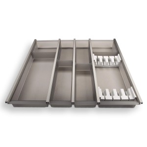 SOTECH Cuisio Besteckeinsatz 600 mm Höhe 55 mm Transluzent Graphitgrau mit Messerblock