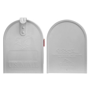 Weißer US Briefkasten mit E-Gitarren Motiv, Stahl pulverbeschichtet, 48x22x16cm.