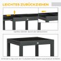 Detailansicht: Ausziehbarer, schwarzer Outsunny Gartentisch aus Aluminium mit Glasplatte.