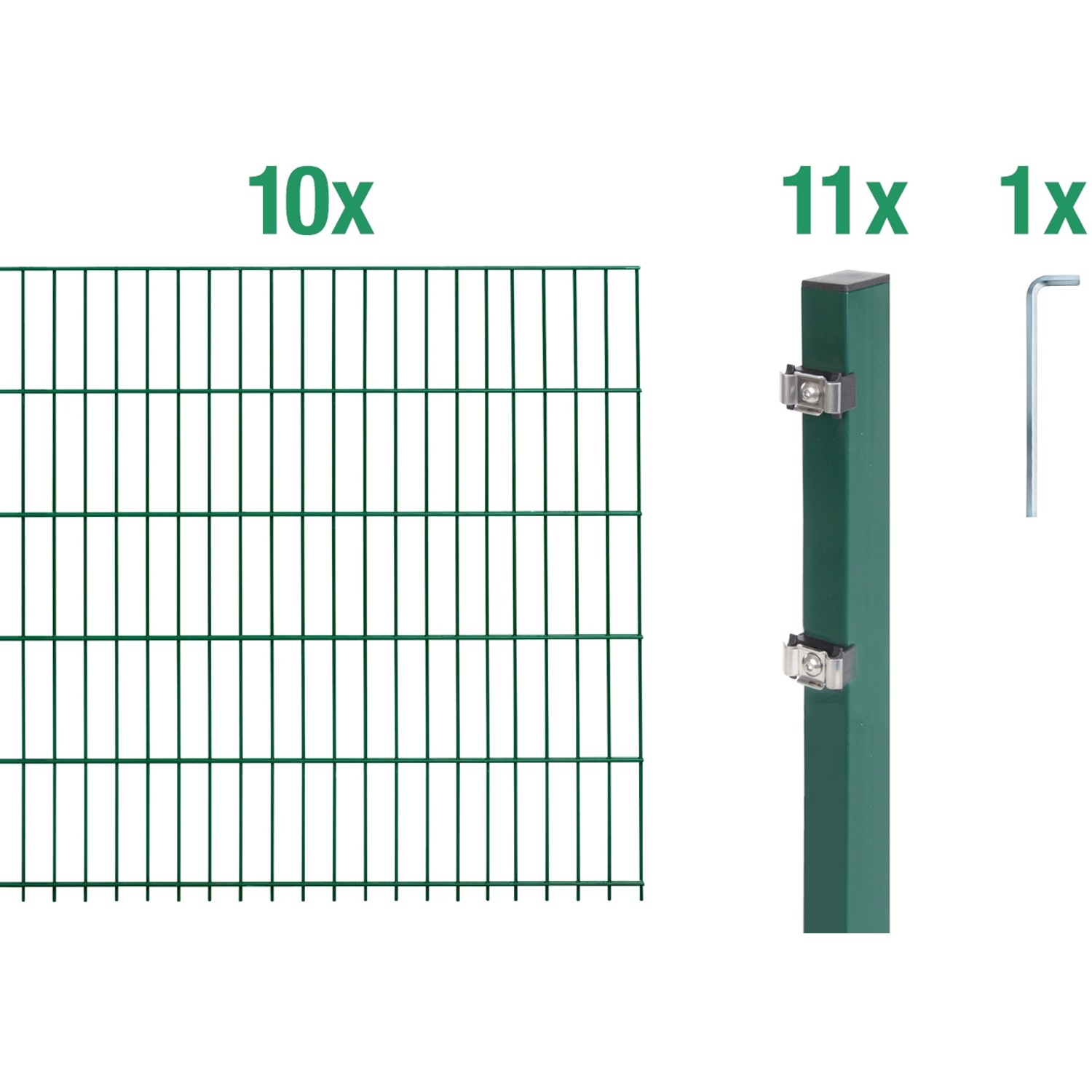 Metallzaun Grund-Set Doppelstabmatte verz. Grün beschichtet 10 x 2 m x 1,6 günstig online kaufen