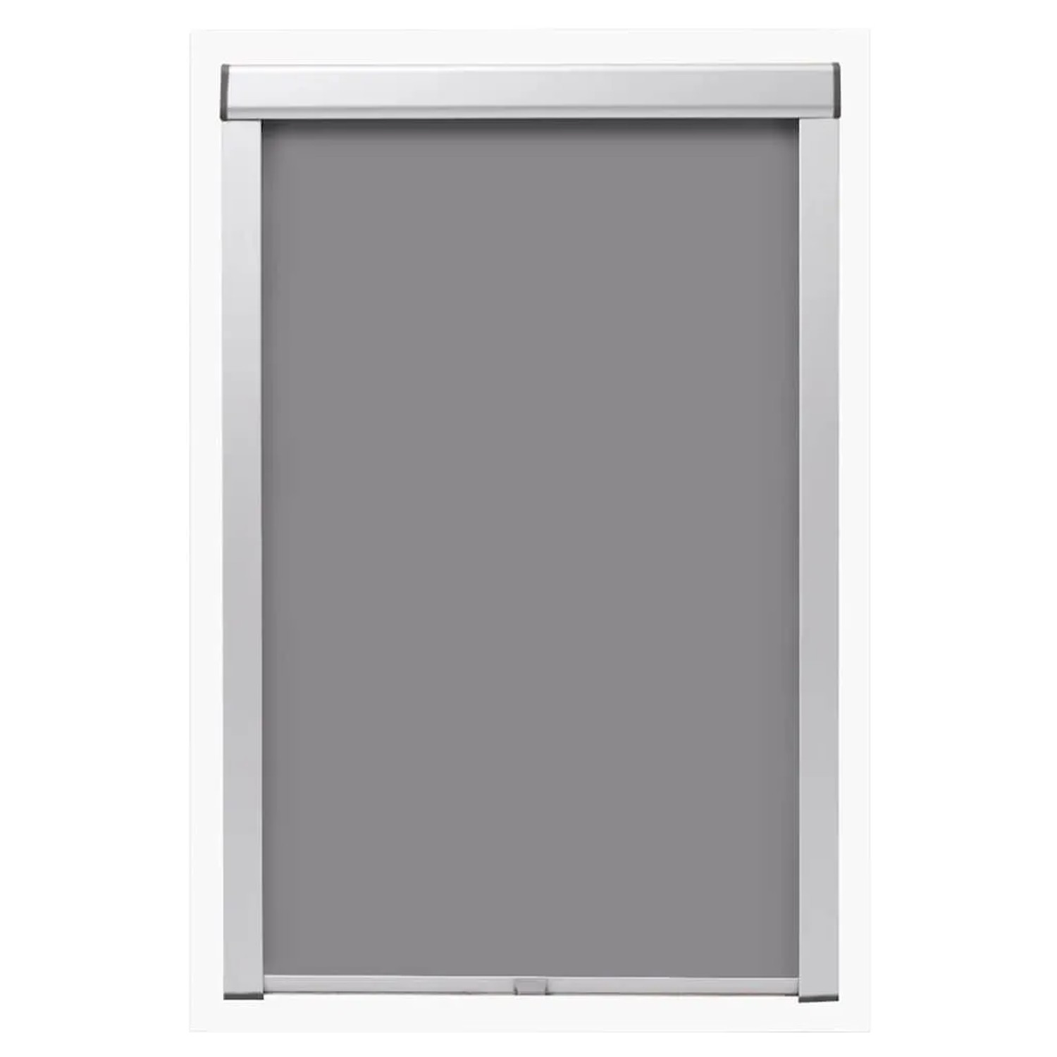 Graues vidaXL Verdunkelungsrollo FK06 für Velux Fenster, Ansicht von vorn.