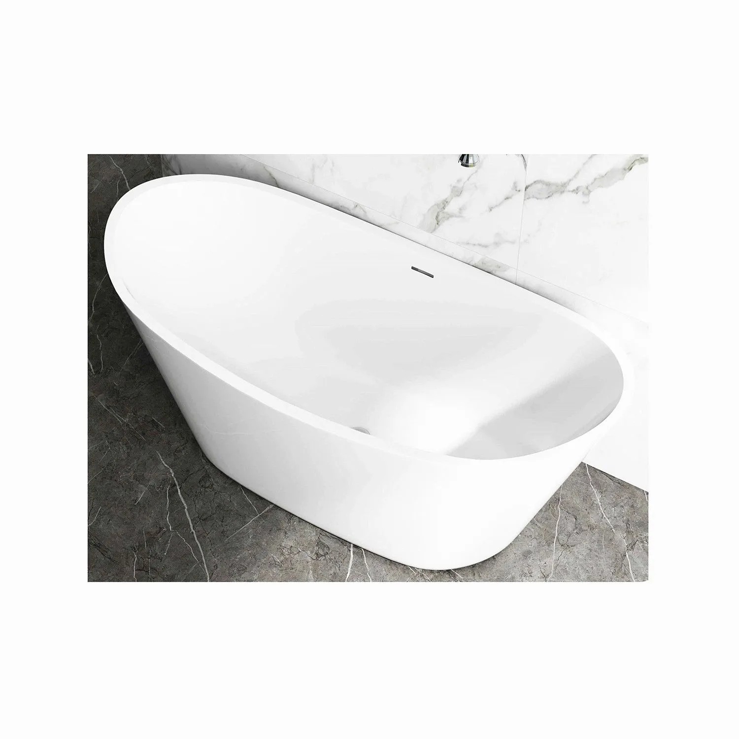 Duschparadies Badewanne Freistehende Acrylbadewanne Acrylwanne Mit Siphon Set 170 x 72 x 65cm Weiß Schiffsform