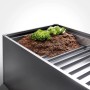 Biohort Zwischenboden im Hochbeet (1,5x0,5m) mit Erde und Salatpflanzen.