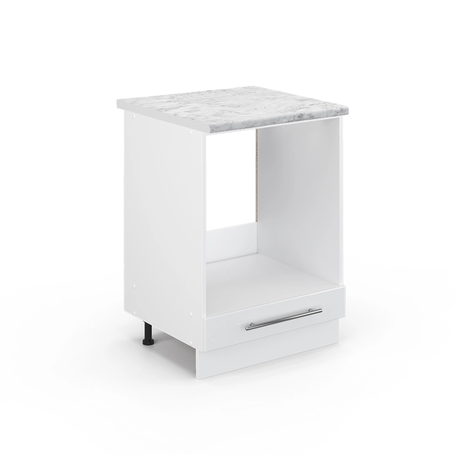 Vicco Herdumbauschrank Fame-Line Weiß Hochglanz/Weiß 60 cm AP Marmor