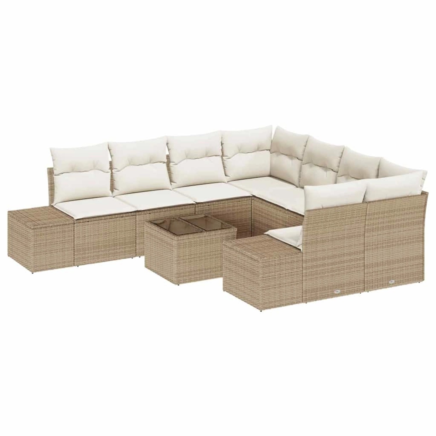 vidaXL Garten-Sofa-Set 9-Tlg Beige Poly Rattan 3347001 günstig online kaufen