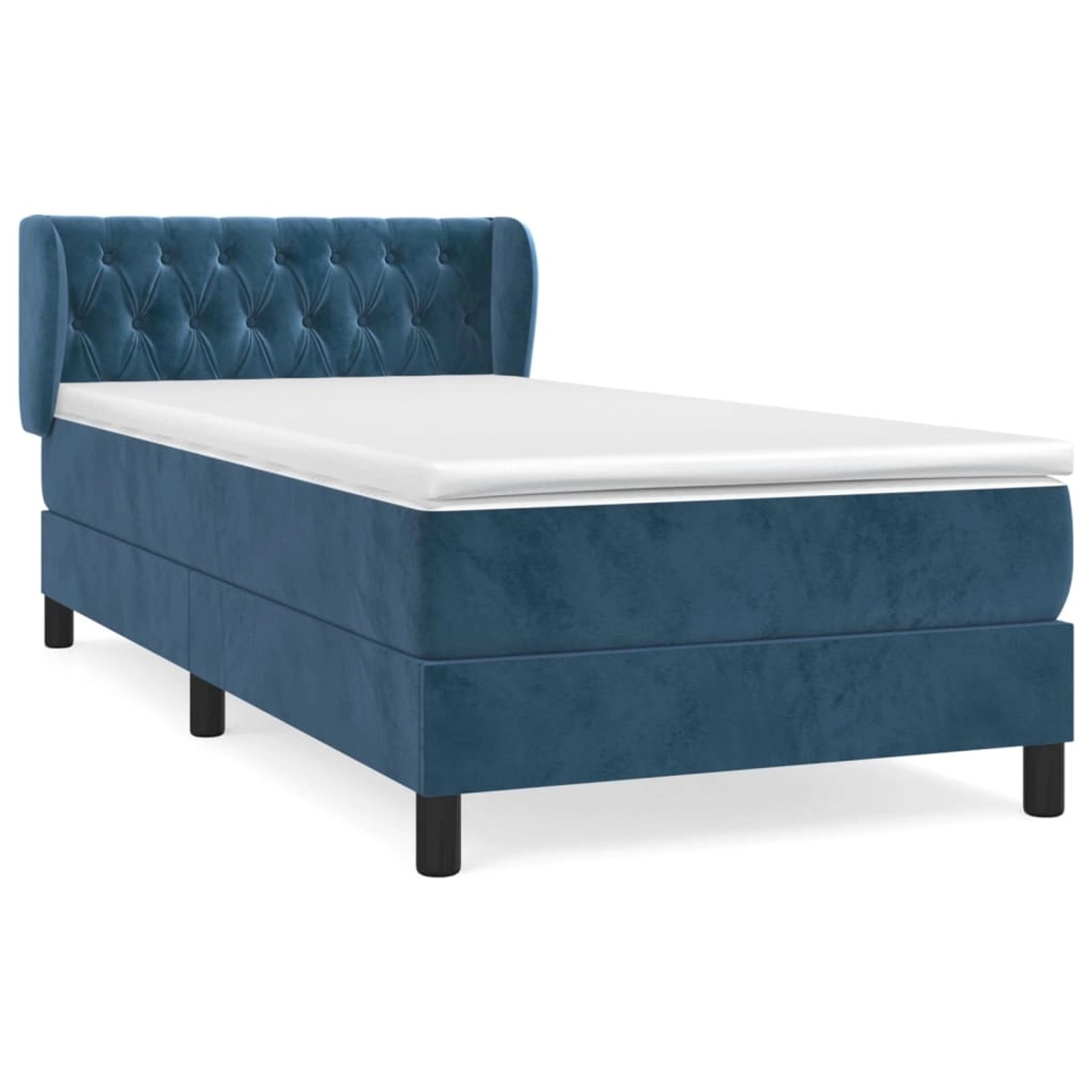 vidaXL Boxspringbett mit Matratze Dunkelblau 90x200 cm Samt 3127653 günstig online kaufen