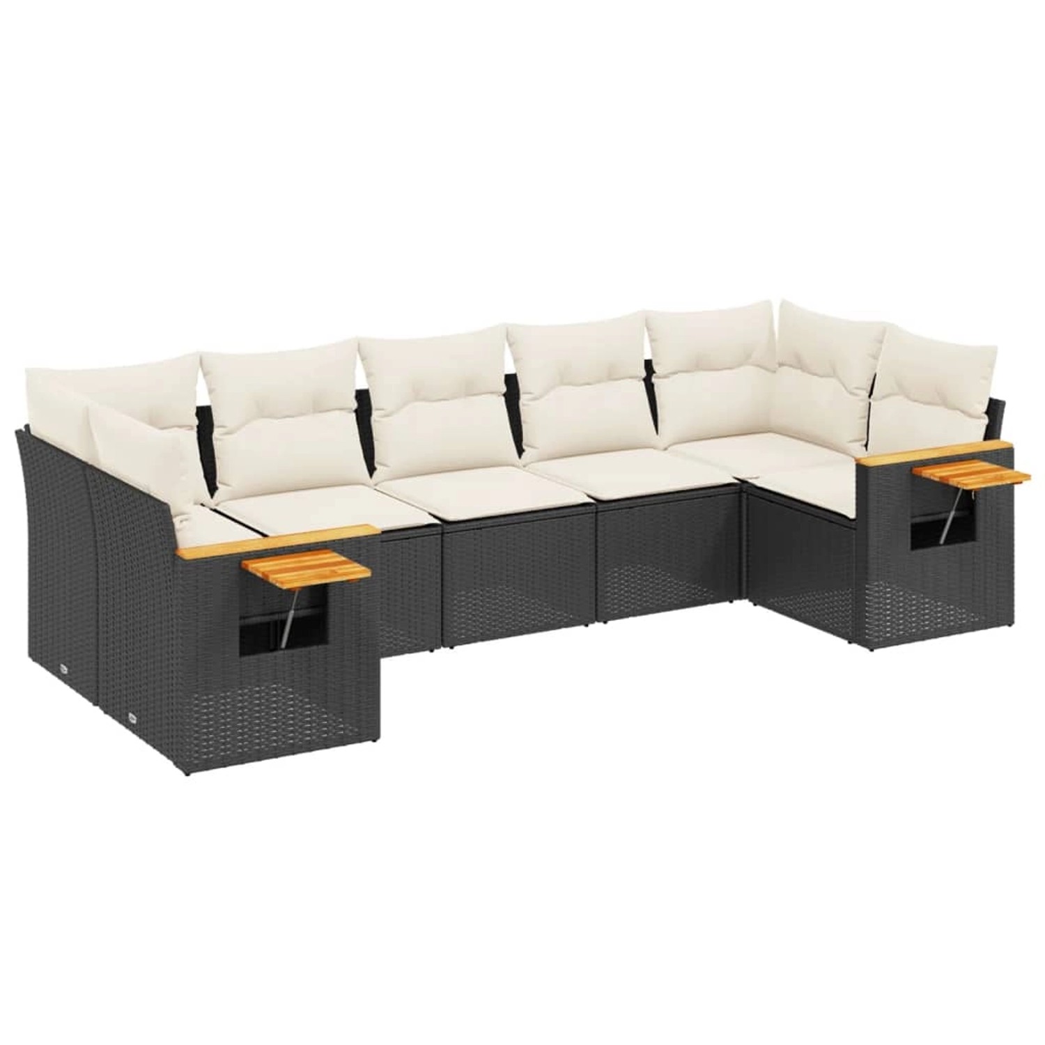 vidaXL 7-Tlg Garten-Sofagarnitur mit Kissen Schwarz Poly Rattan 3227106 günstig online kaufen