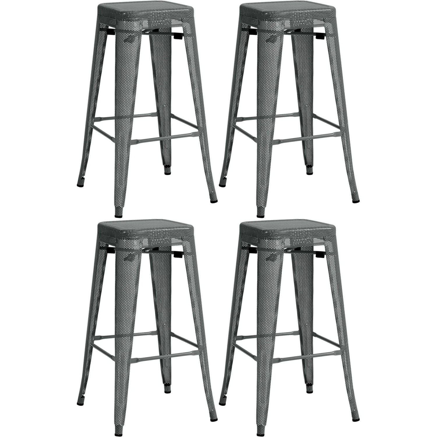 DELUKE Barhocker 4er Set SEOUL Grau Metall Barstuhl Ohne Lehne Tresenhocker Tresenstuhl