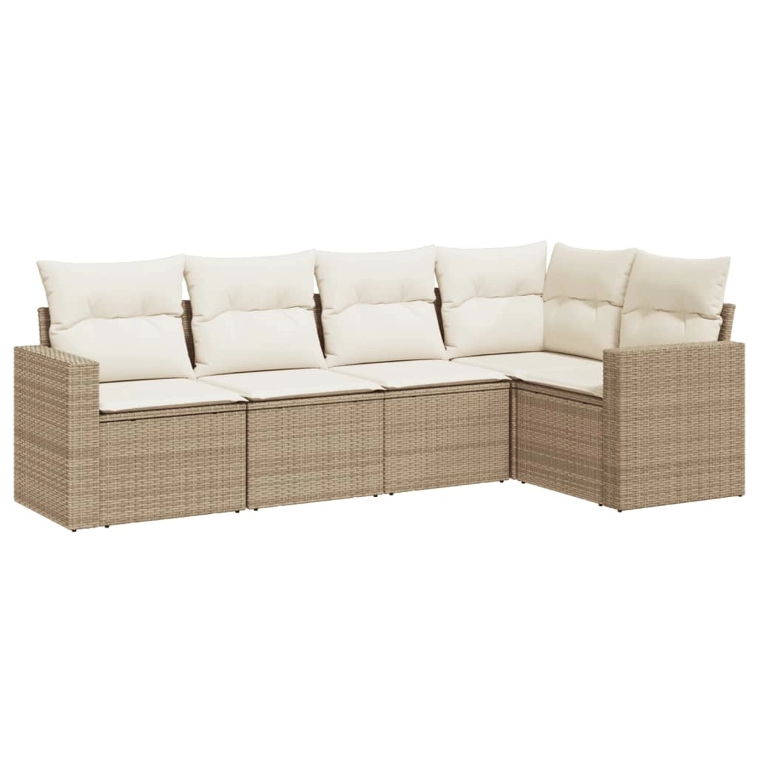 vidaXL 5-Tlg Garten-Sofagarnitur mit Kissen Beige Poly Rattan 3218918 günstig online kaufen