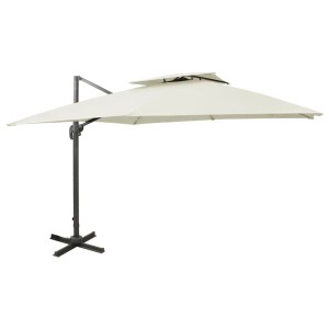 vidaXL Ampelschirm mit Doppeldach 300 x 300 cm Sand 312368