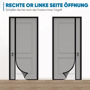 Sekey Magnet Fliegengitter für Fenster- und Terrassentüren, seitliche Öffnung, Fiberglas, 100x220cm.