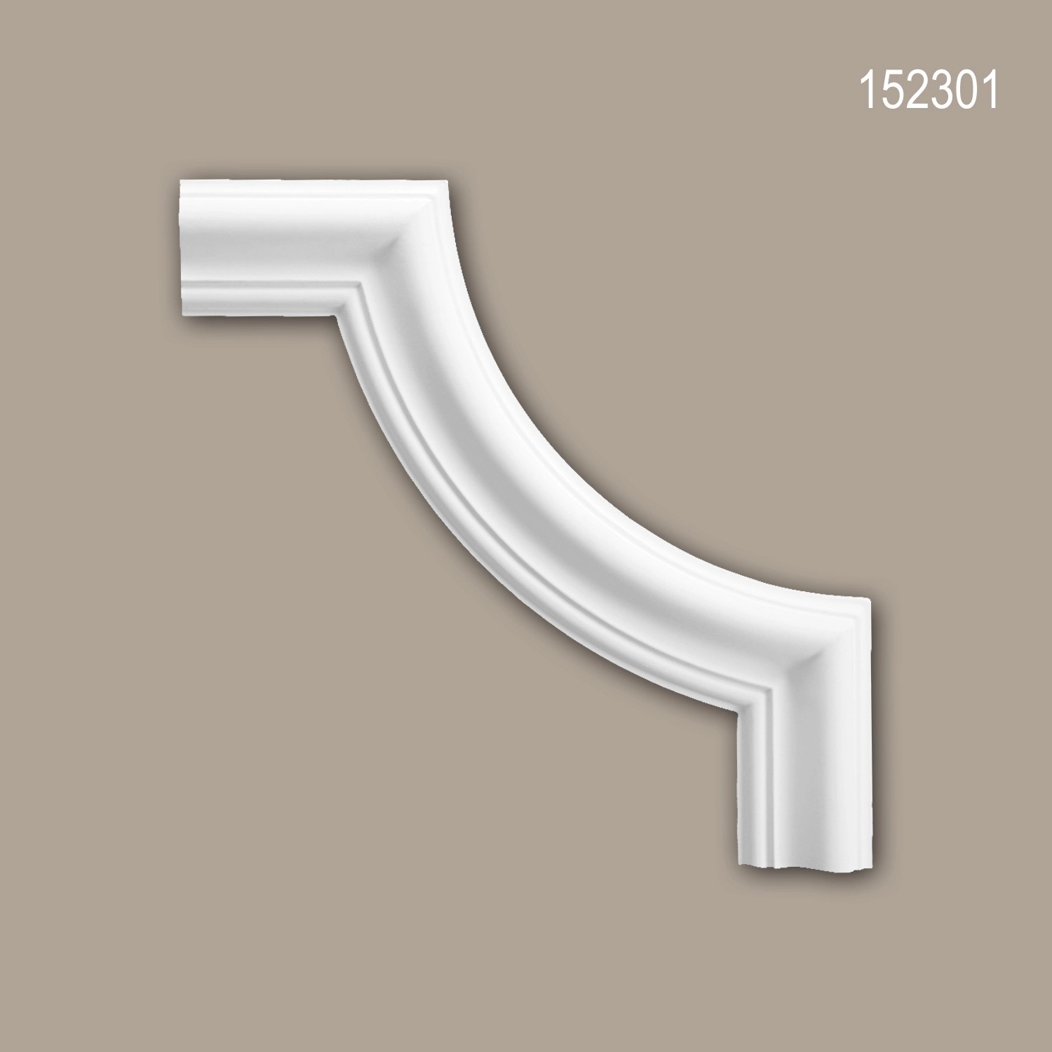 Weißes PROFHOME Eckelement 152301 für Wandleisten, 21x21x1,6 cm.