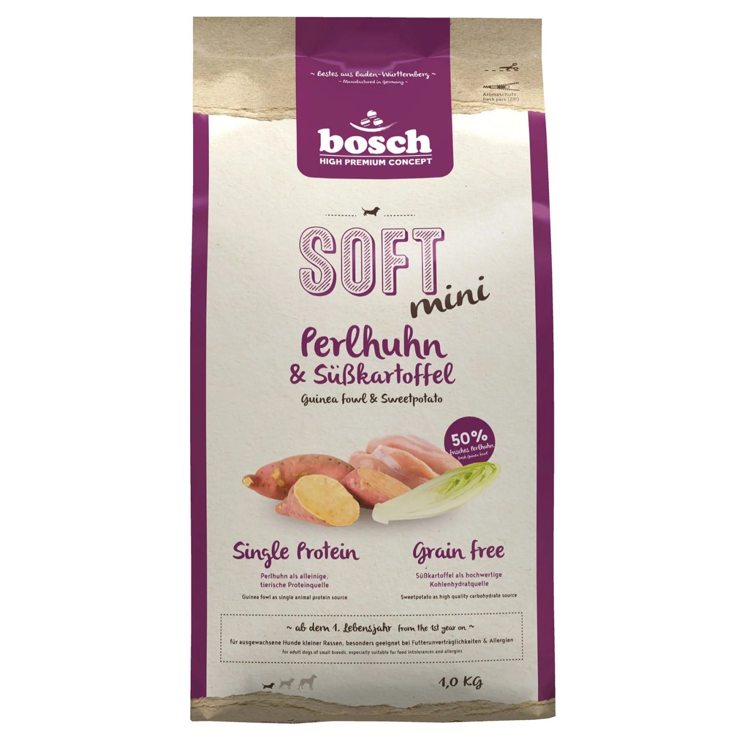 Bosch Pets Hunde-Trockenfutter Soft Mini Perlhuhn und Süsskartoffel 1 kg