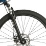 Prophete Mountainbike Vorderrad mit Aquamarin Rahmen, schwarzer Federgabel und Scheibenbremse. MTB 29 Zoll.