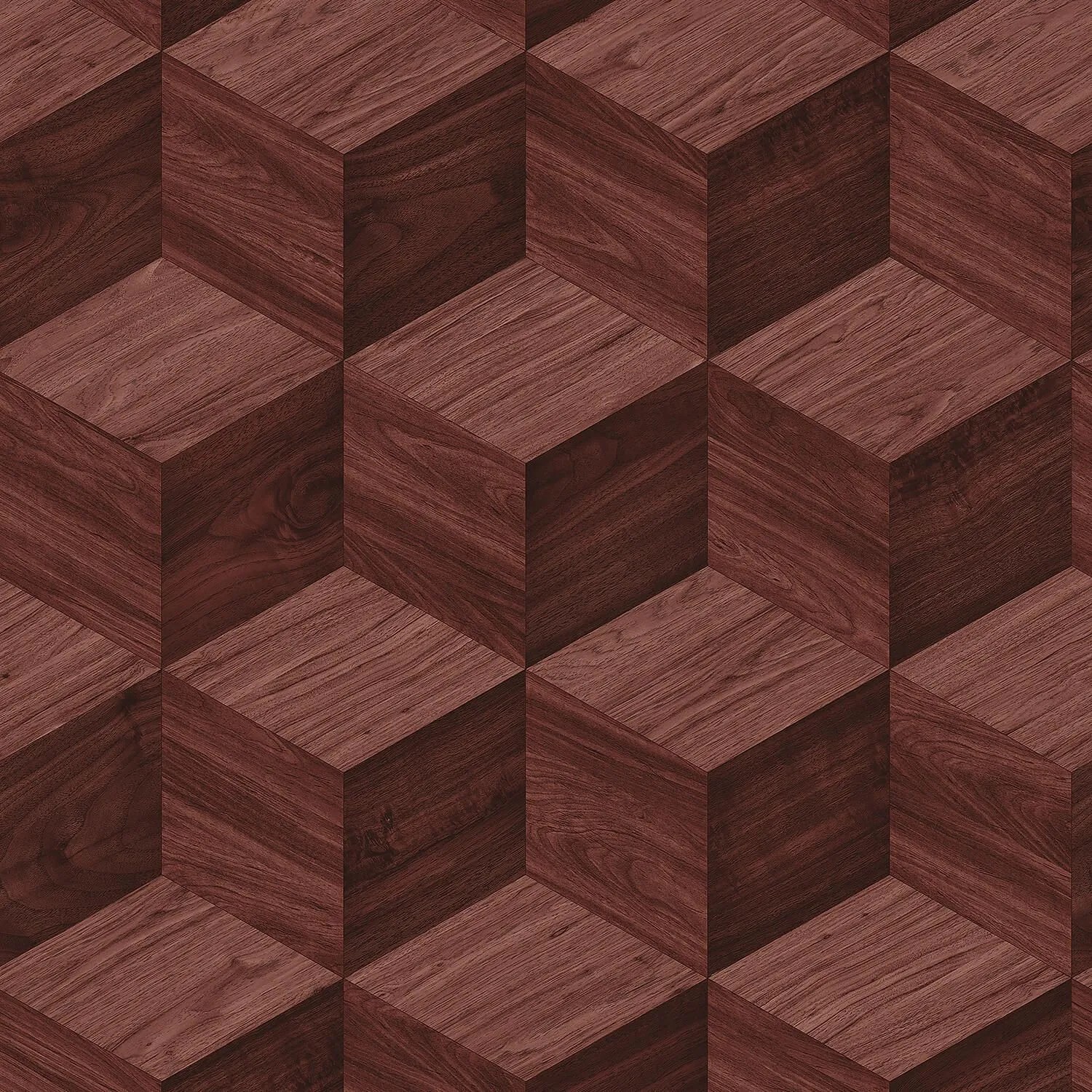PROFHOME Re521096-Di Holz Tapete 3D Schimmernd Rot Kastanien-Braun 0,53 m x 10,05 m  5,33 m2