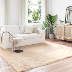 vidaXL Kunstschaffell Teppich Tafalla Beige 200 x 200 cm Polyester 42021489