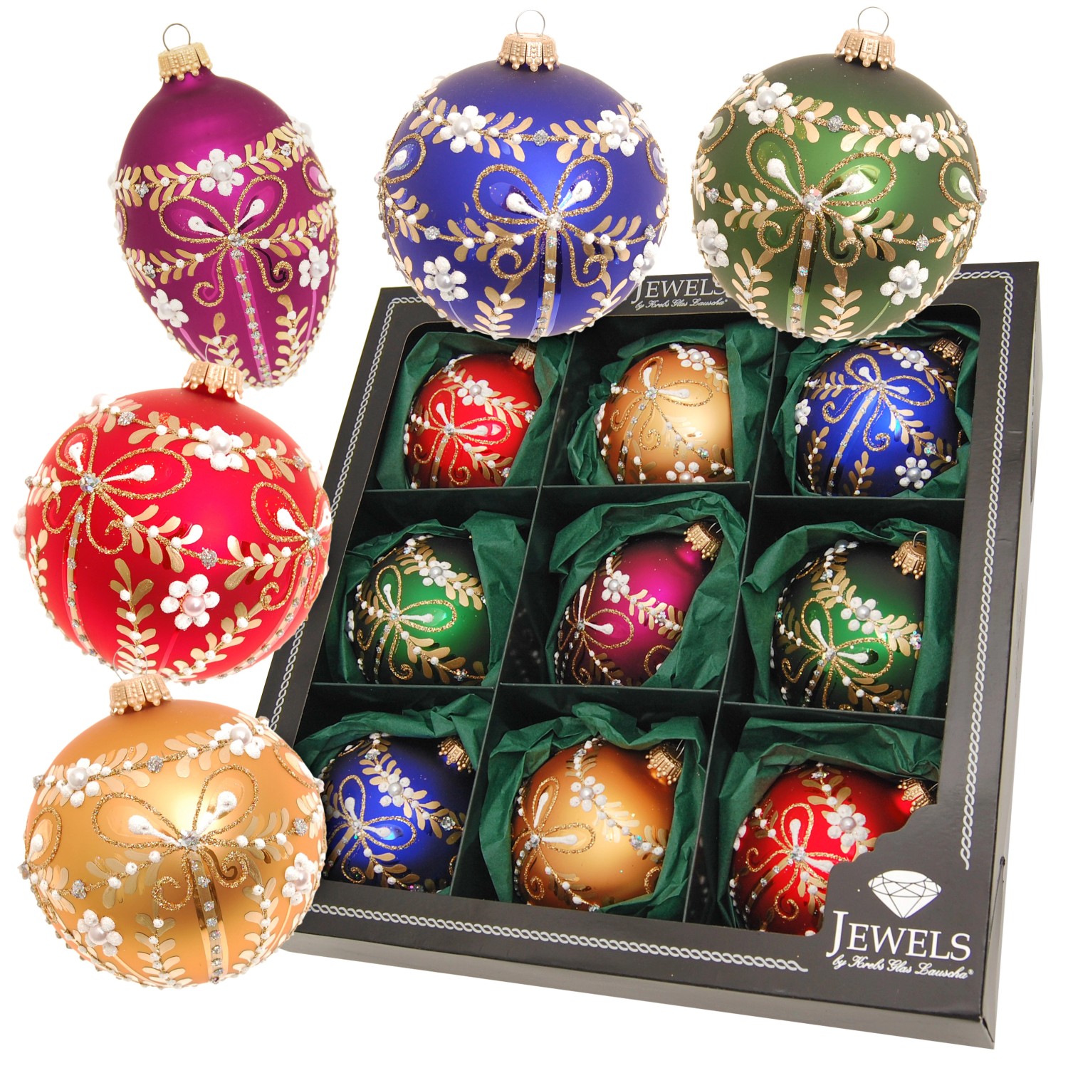 Krebs Glas Lauscha Weihnachtsbaumkugeln Gloria 9-tlg. 8cm günstig online kaufen