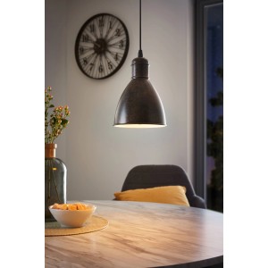 Kupferfarbene Eglo Pendelleuchte Priddy 1, Vintage-Stil, Ø 15,5 cm, für Esszimmer & Wohnzimmer.