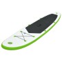 Aufblasbares vidaXL SUP-Board-Set in Grün/Weiß. Wassersport-Board mit schwarzem Deckpad und Zubehör.