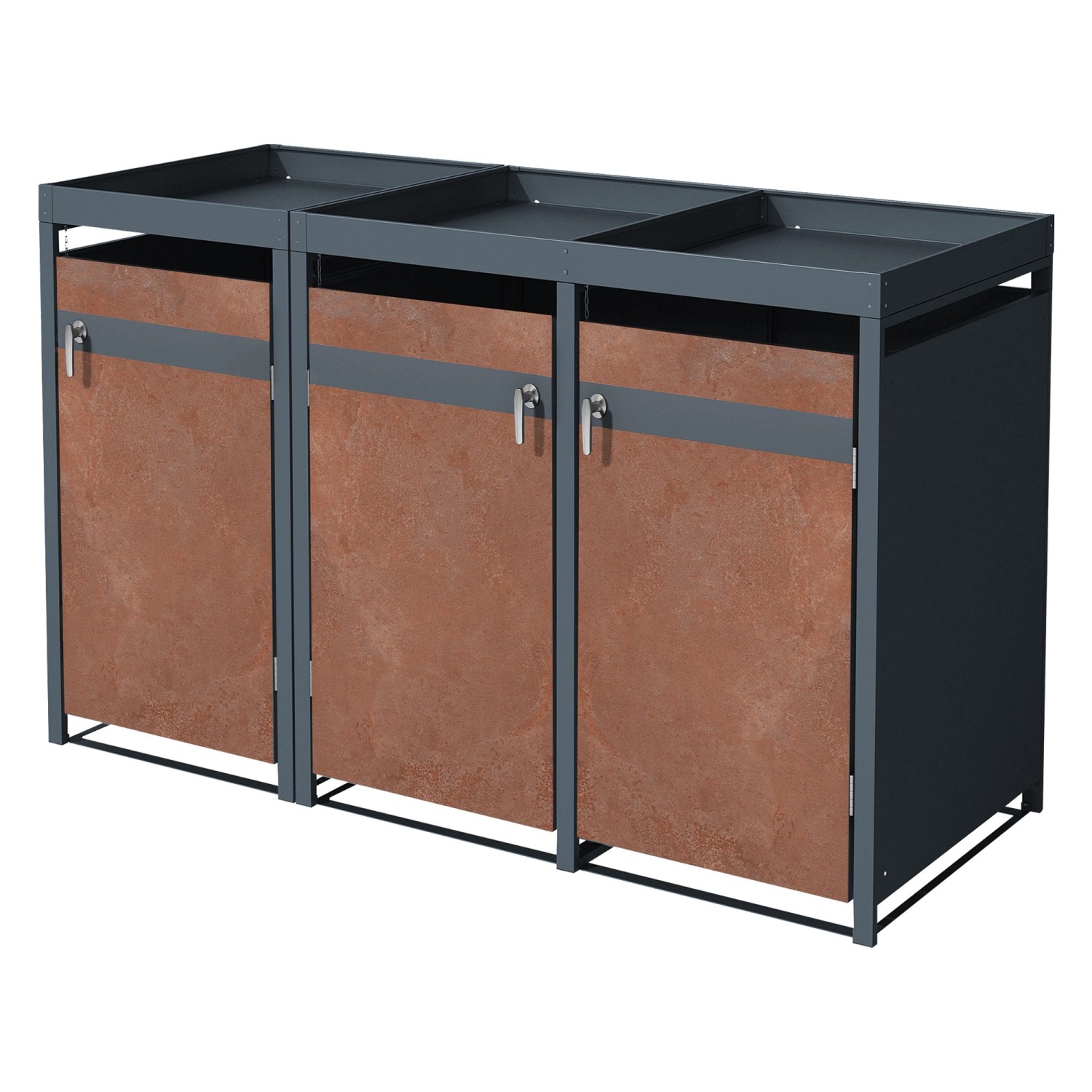 ML-Design Mülltonnenbox 3Er Pflanzdach 200x80x116,3cm Anthrazit-Rost günstig online kaufen