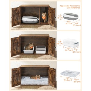 Feandrea Katzenklo-Schrank, 80x53x50 cm, braun, mit Katze, Katzenklo und Katzenbett als Option.