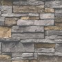 Bricoflor Mauer Tapete in Grau und Braun mit 3D Steinoptik für Wohnzimmer und Küche.