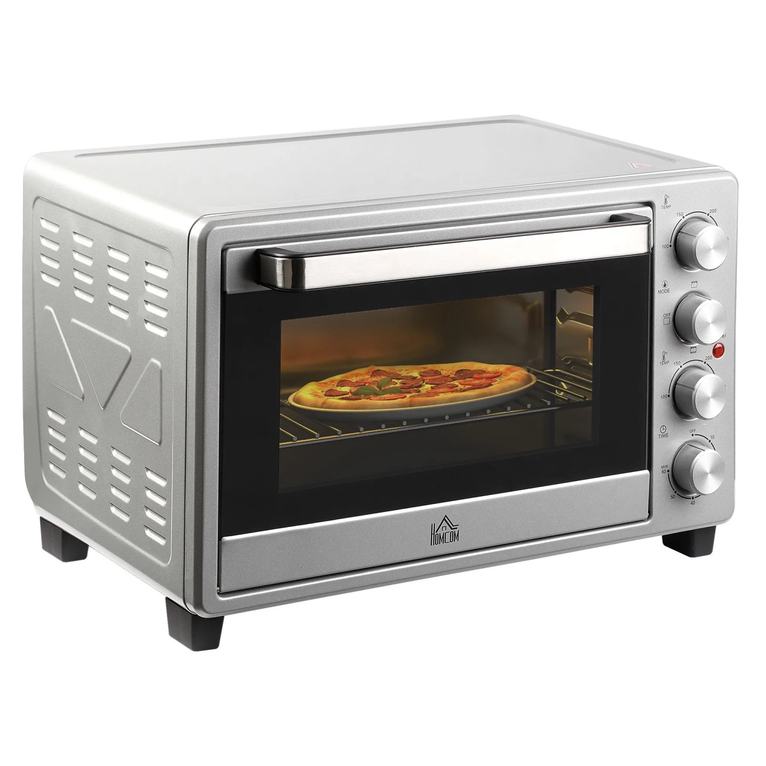 HOMCOM Mini Backofen 32L mit Grillrost  Backblech 3 Kochmodi mit Timer Silber