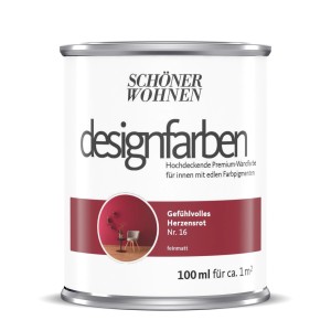 Schöner Wohnen Designfarbe Gefühlvolles Herzensrot, 100ml Dose. Bunte Wandfarbe.