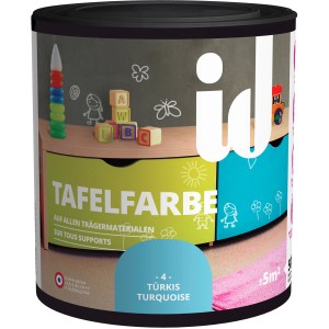 Dose id Tafelfarbe Türkis, 500ml, für Wände und mehr. Kreative Wandgestaltung mit Tafelfarbe.