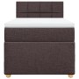 Boxspringbett dunkelbraun (90x190 cm) mit Matratze und Kopfteil. Stoffbezug.