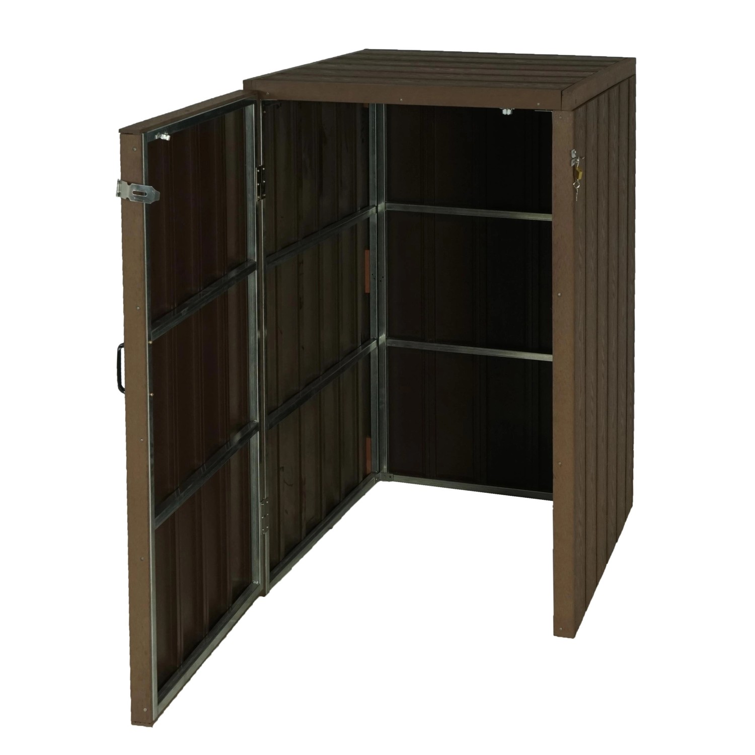 MCW 1-/2er WPC-Mülltonnenverkleidung J28 Braun 117x80x105cm