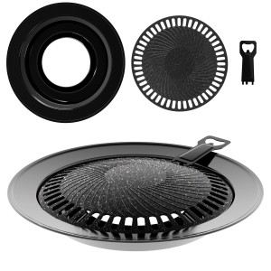 Evocamp Grillplatte rund, 32 cm, für Gaskocher, Antihaftbeschichtung, ideal für Camping BBQ.