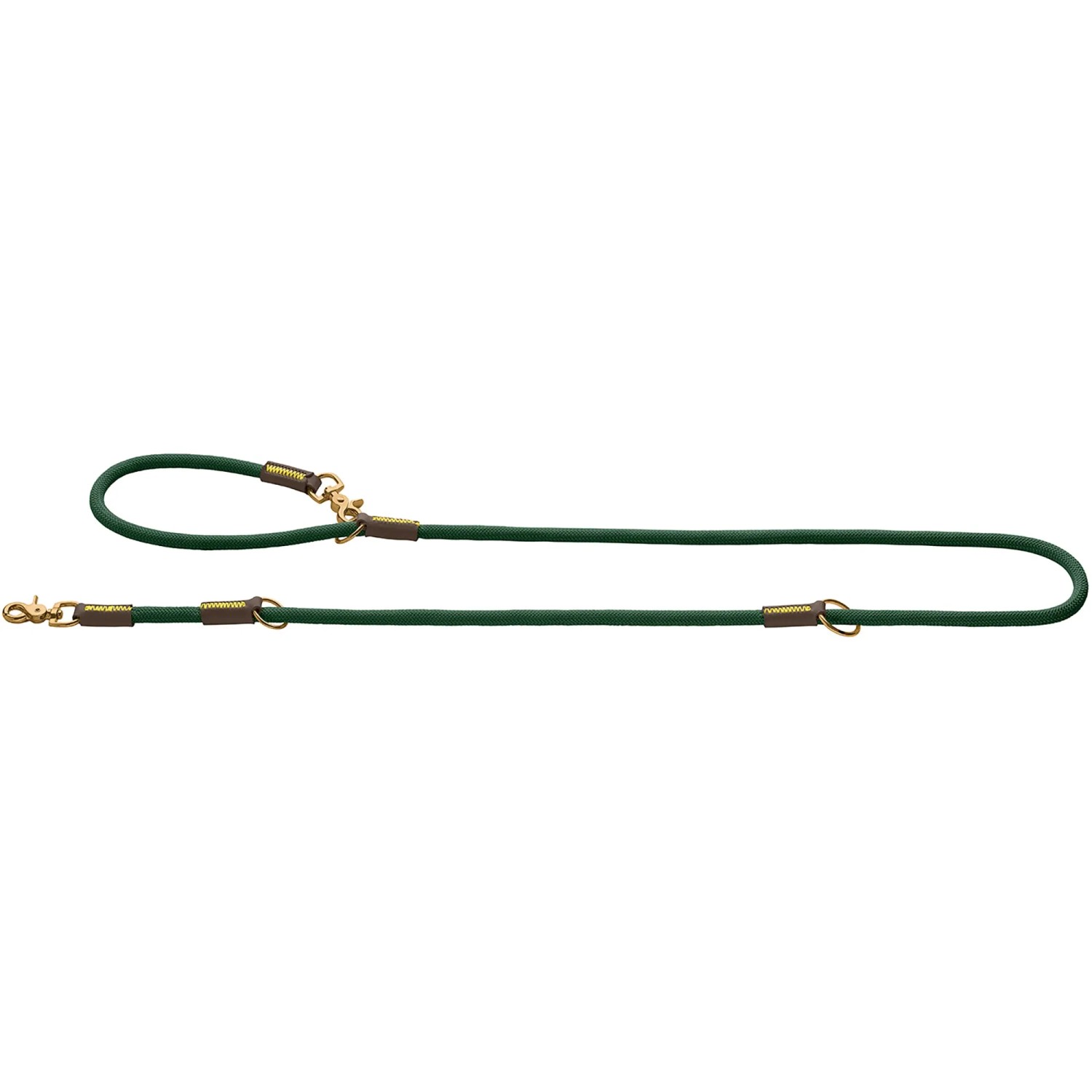Verstellbare Hunter Führleine Malia, Ø 8 mm x 2 m, dunkelgrün. Hundeleine aus robustem Material mit Lederdetails.
