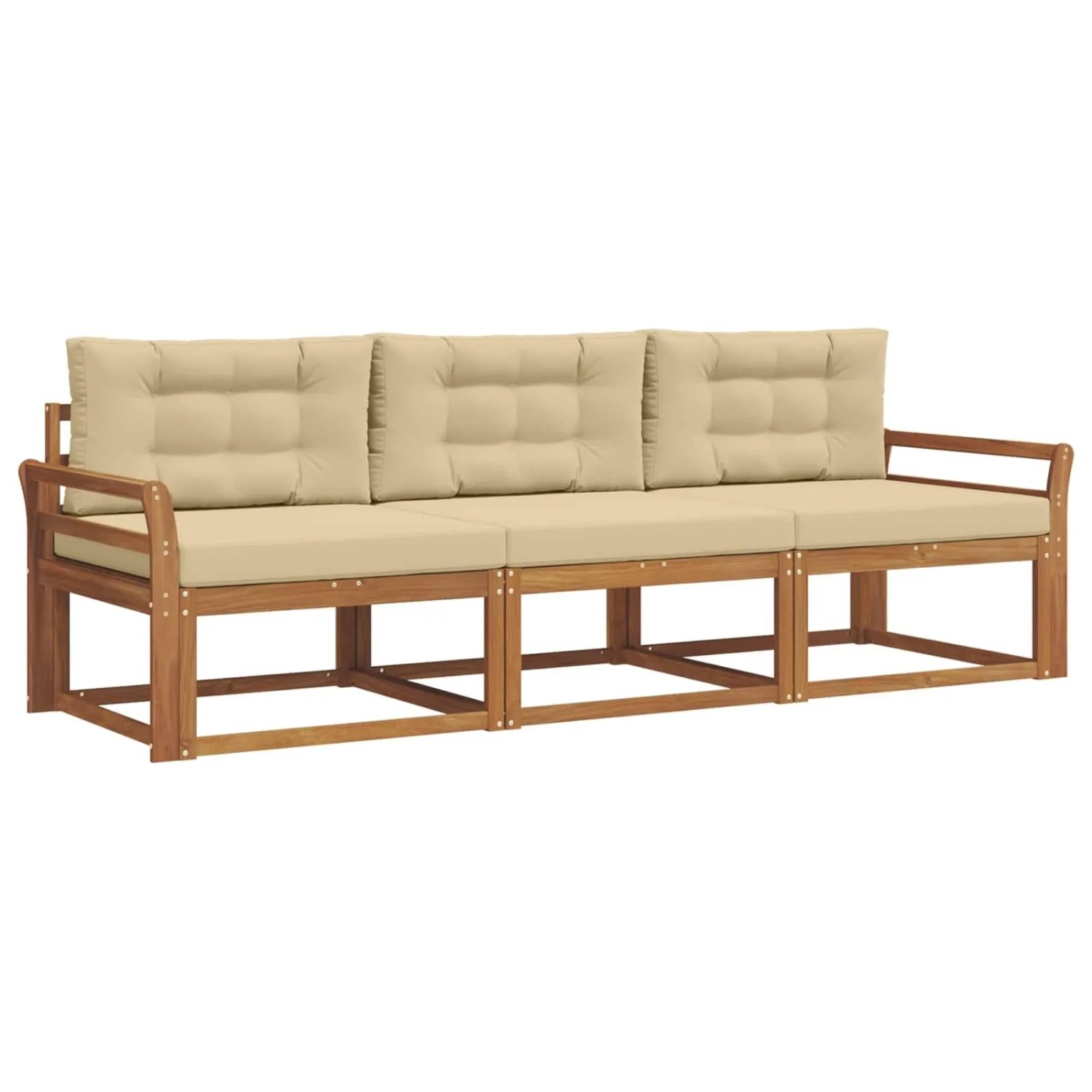 vidaXL Outdoor-Sofagarnitur mit Kissen 3-Tlg Natur und Beige 3367126