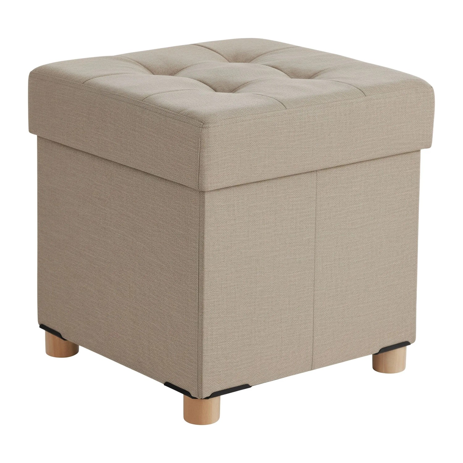 Relaxdays Hocker mit Stauraum Polyester Beige Gepolstert 38 cm x 38 cm x 38 cm