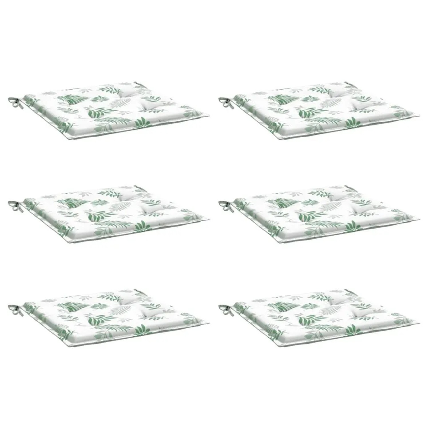 vidaXL Stuhlkissen 6 Stk Blattmuster 40x40x4 cm Stoff 361022