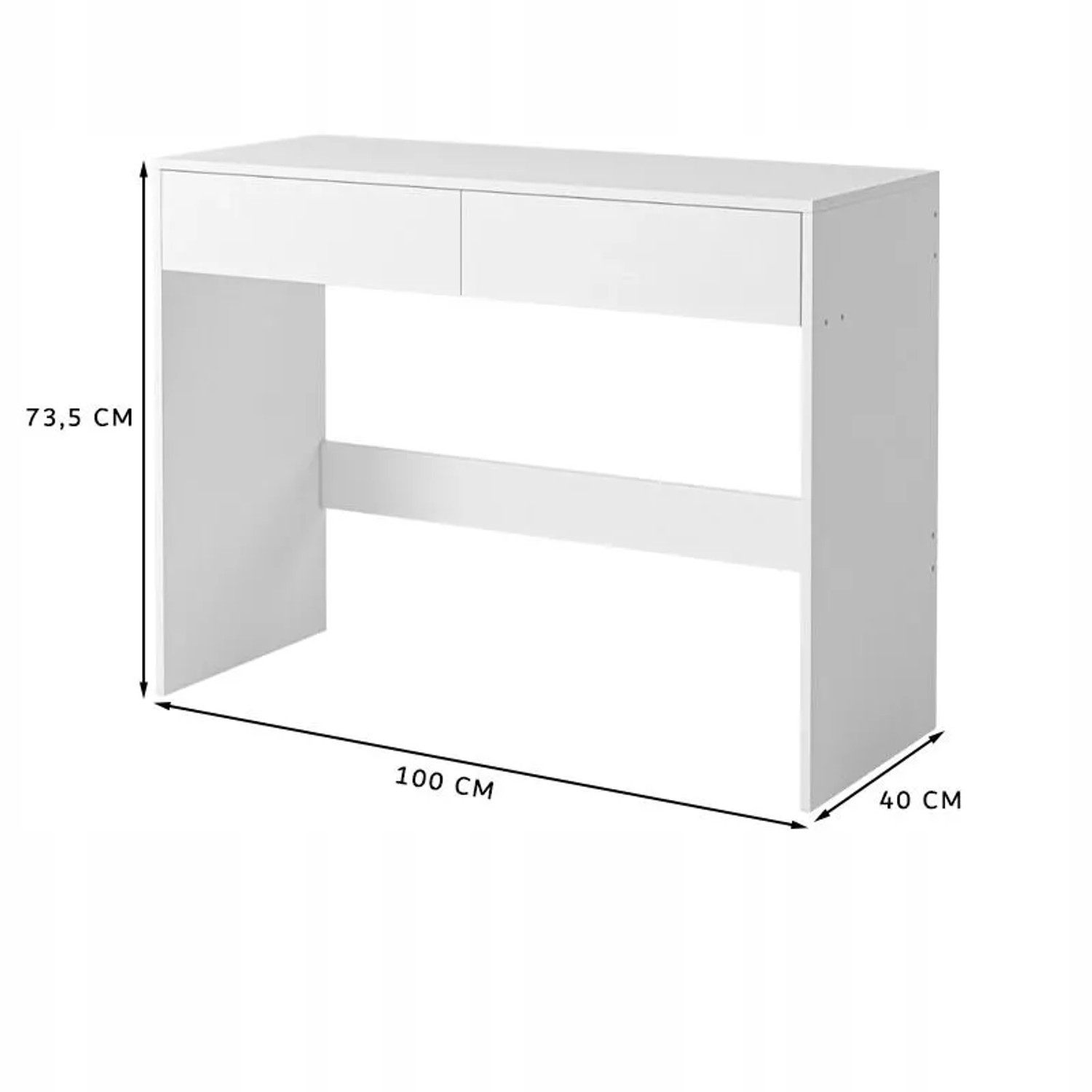Rebiko Weißer Moderner Computertisch mit 2 Schubladen Loft-Tisch Schminktisch 100 cm_7