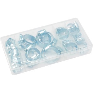 26-teiliges Klemm-Set in Sortimentsbox für Schlauchverbindungen in verschiedenen Größen.