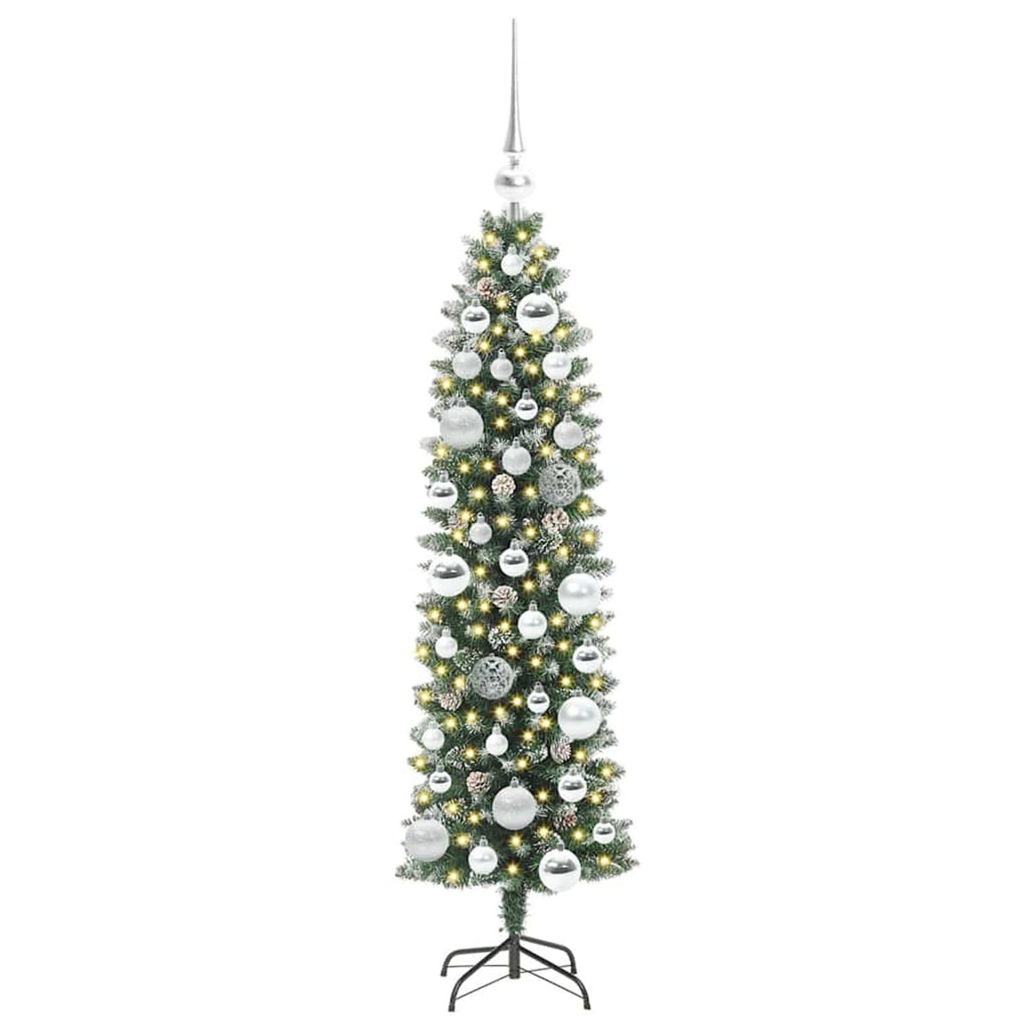 vidaXL Künstlicher Schlanker Weihnachtsbaum Grün und Weiß 120 cm 3395274