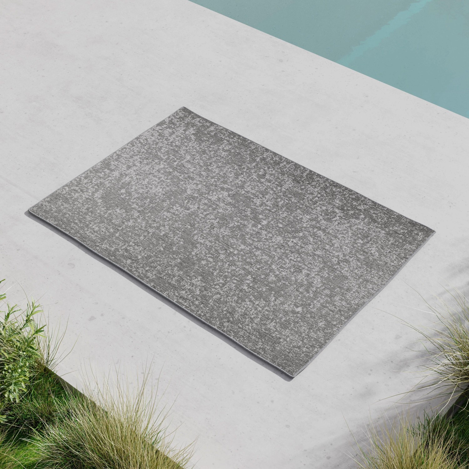 Bessagi Garden Outdoorteppich Viento Grau/Weiß ca. 120x170 cm