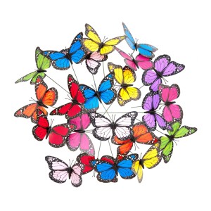Relaxdays Schmetterlingsstecker Set Kunststoff Metall Bunt Wetterfest 36 Stück 30 cm