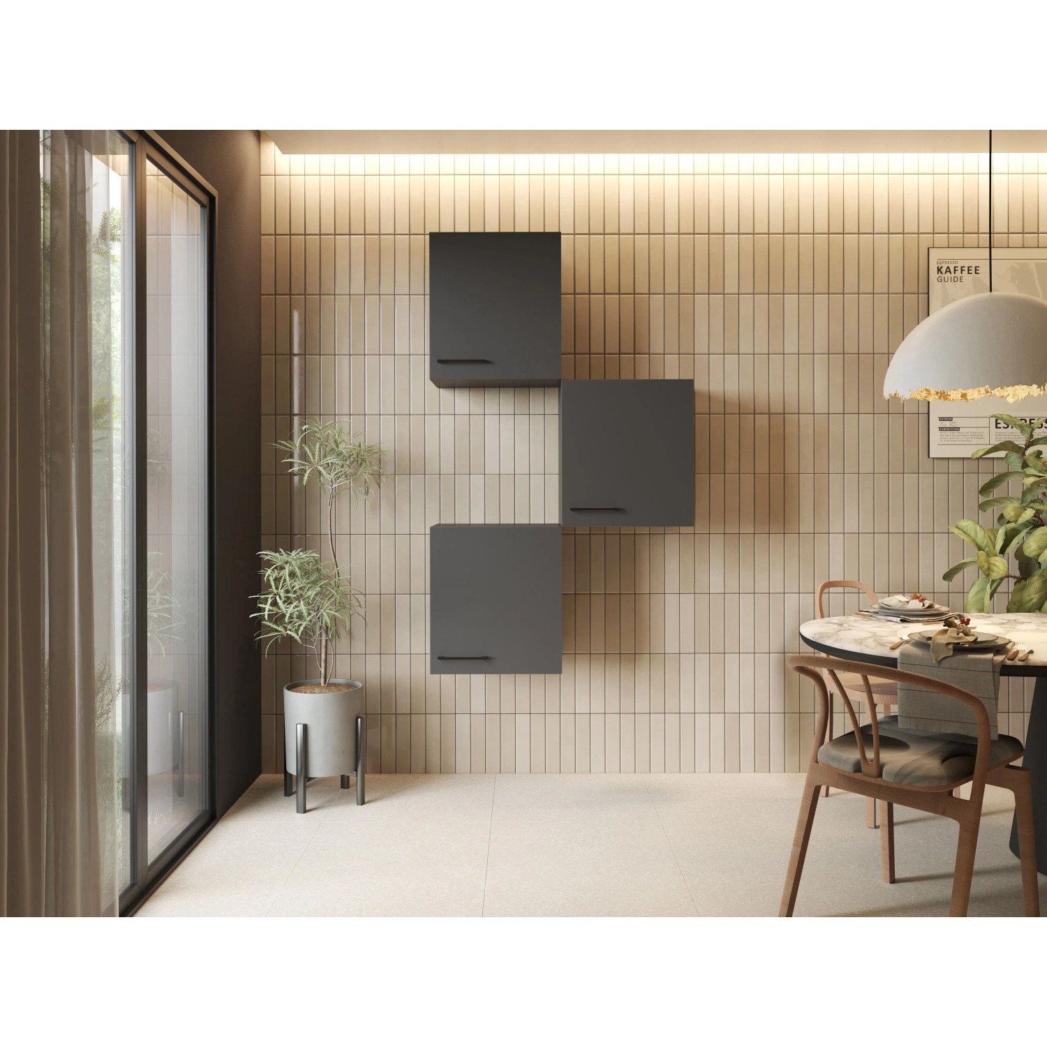 Respekta Wandschrank Oliver 3 Teilig 50 cm Grau Matt